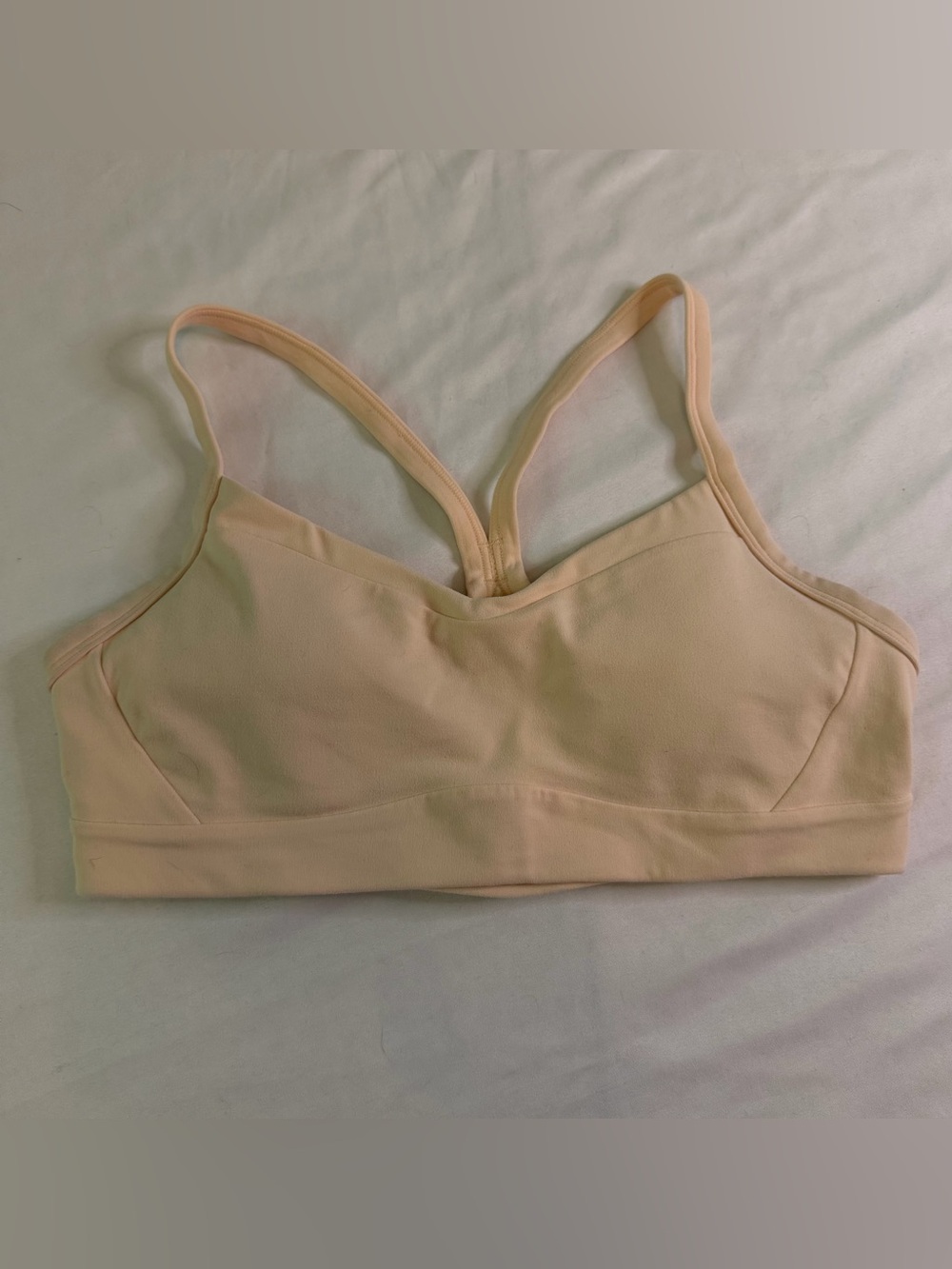 Athleta Sports Bra Small Peach Nude Strappy Racerback Yoga Pilates Workout Bra